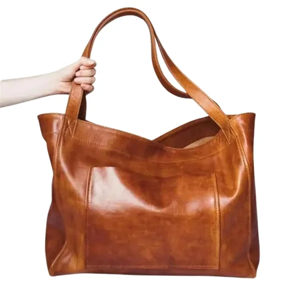 Grand sac à main en cuir souple camel