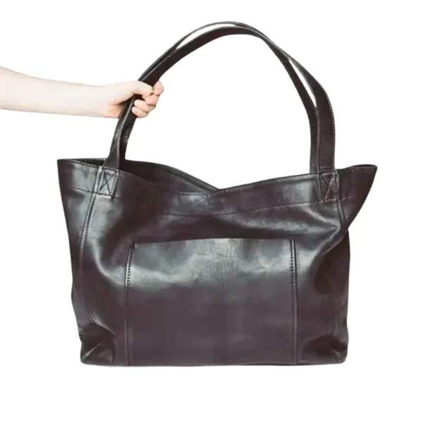 Grand sac à main en cuir souple noir