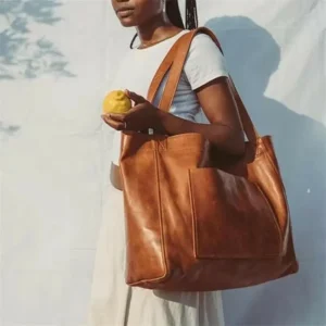 Grand sac à main en cuir souple rétro