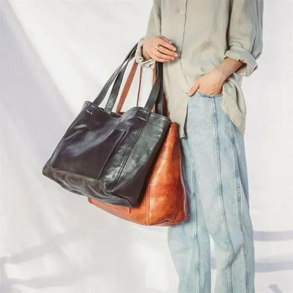 Grand sac à main en cuir souple vintage