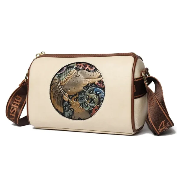 Petit sac à main éléphant brodé beige