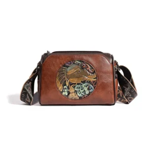 Petit sac à main éléphant brodé marron