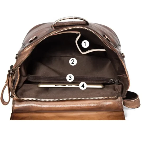 Sac à dos à main en cuir multipoches grande capacité