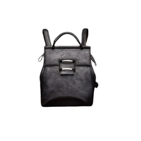 Sac à dos à main en cuir multipoches noir