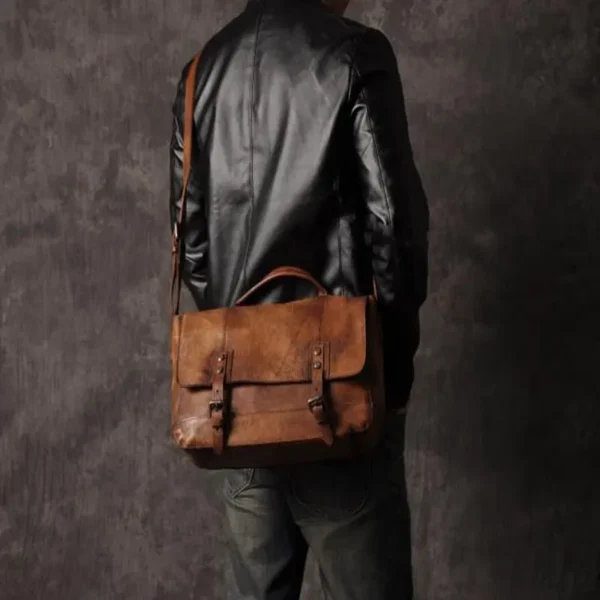Sac à main vintage en cuir homme