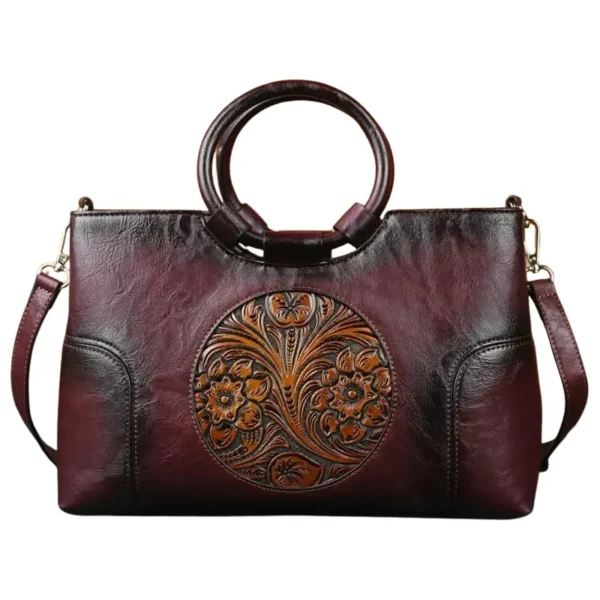 Sac à main vintage femme rouge foncé
