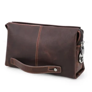 Petit sac à main homme en cuir marron