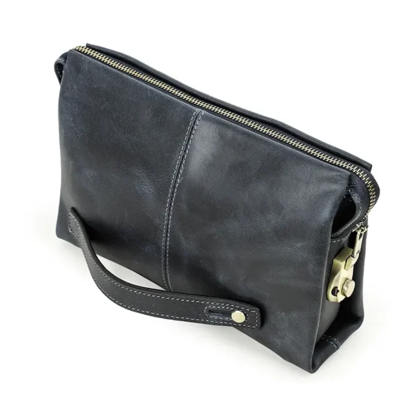 Petit sac à main homme en cuir noir