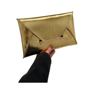 Sac à main pochette brillante doré