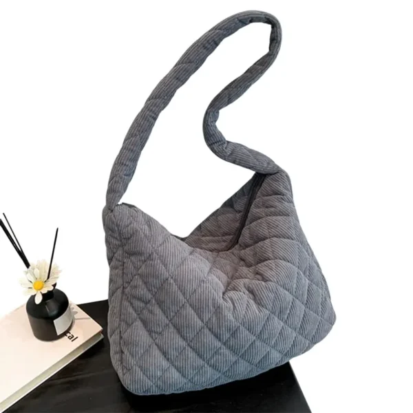 Sac à main vert en velours côtelé gris