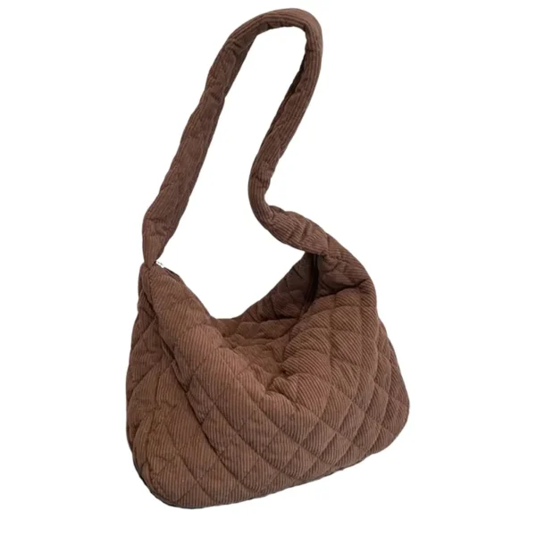 Sac à main vert en velours côtelé marron