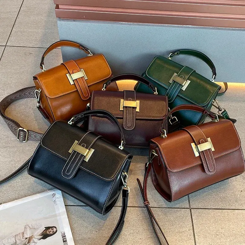 Sac à main vintage pour femme en cuir cinq couleurs