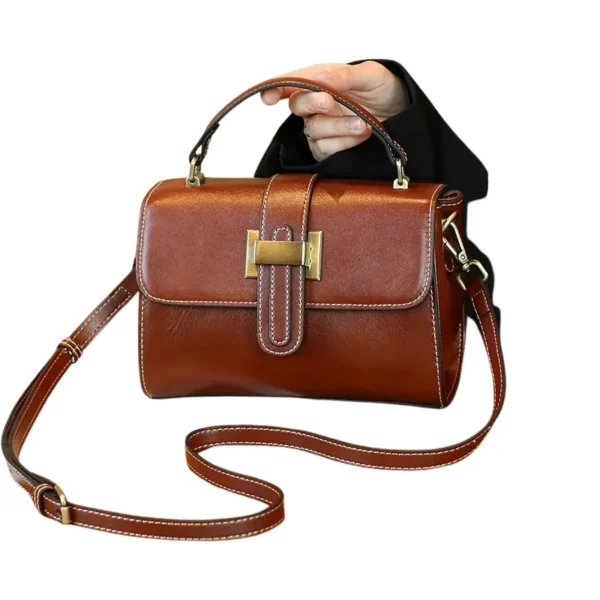 Sac à main vintage pour femme en cuir marron