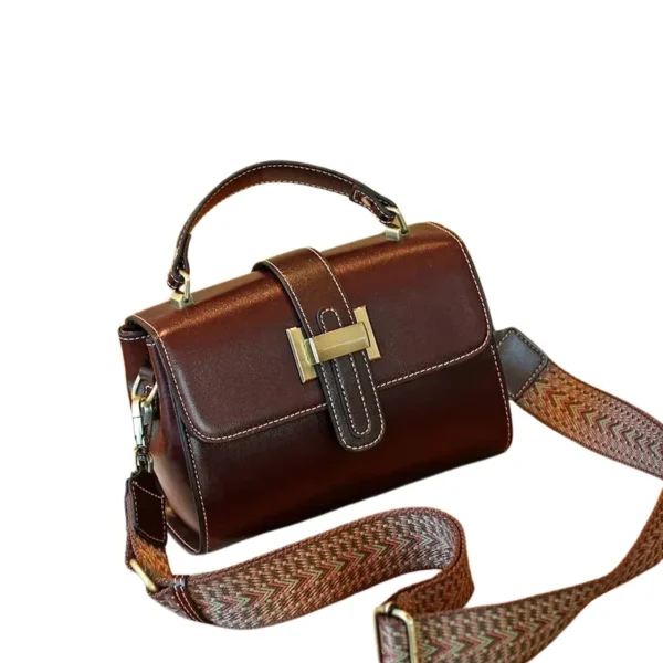 Sac à main vintage pour femme en cuir marron foncé