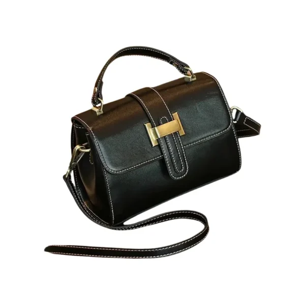 Sac à main vintage pour femme en cuir noir
