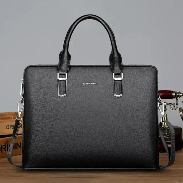 Sac à main vintage pour homme en cuir noir élégant