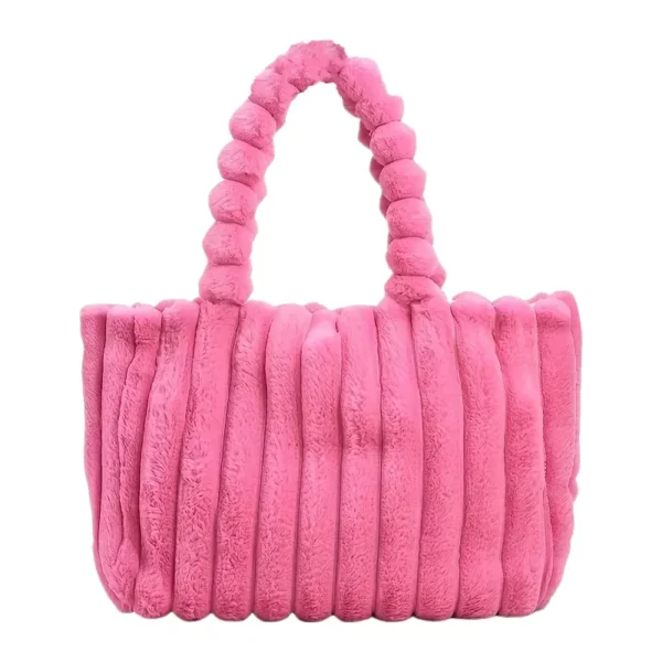 Sas à main noir en fourrure rose foncé