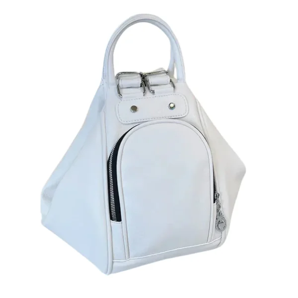 Sac à dos à main en cuir réglable blanc