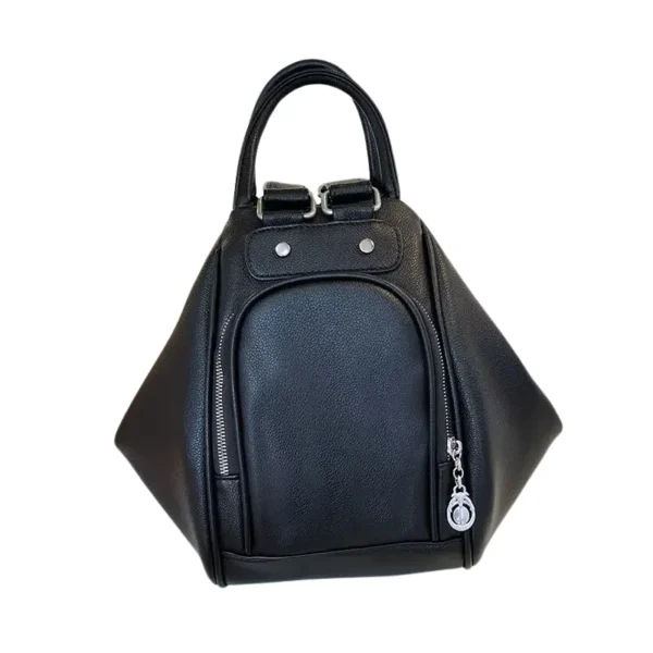 Sac à dos à main en cuir réglable noir