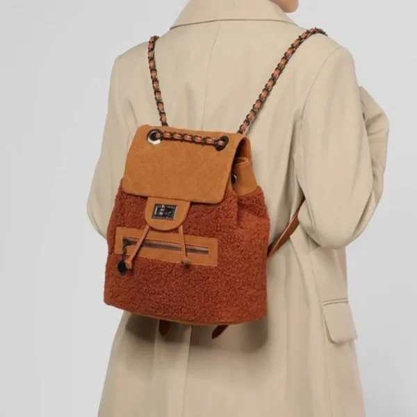 Sac à dos à main en peluche femme