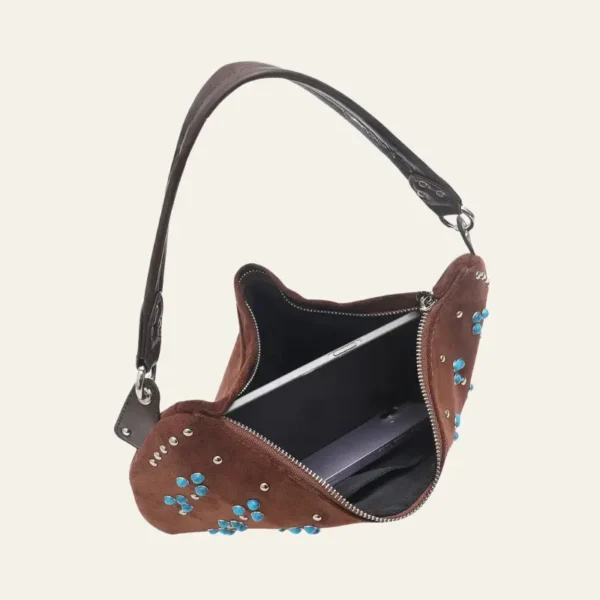 Sac à main femme demi lune ouvert